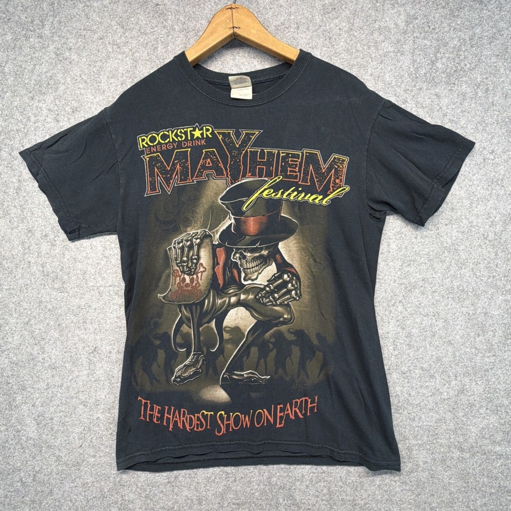 ROCKSTAR ENERGY DRINK Shirt Mens SMALL Black Mayhem Festival 2010 Goth